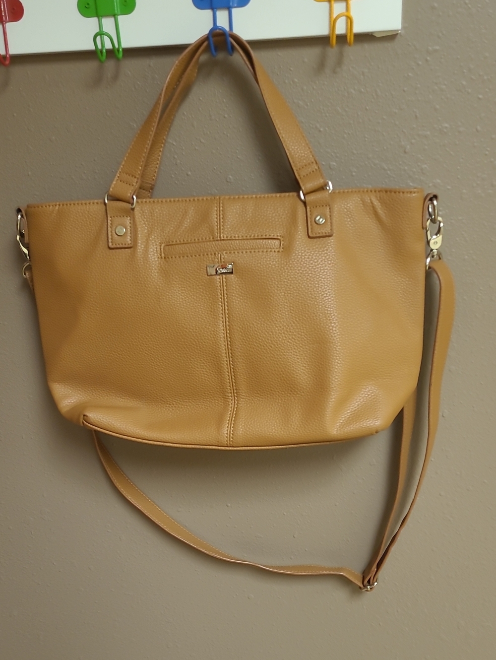 Women’s Tan Shoulder Tote with Detachable Crossbody Strap
